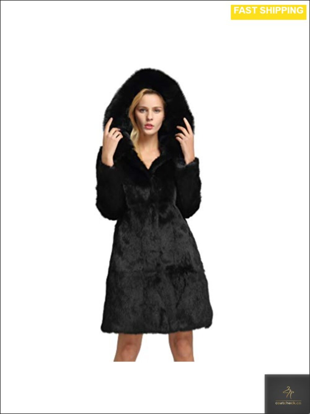 Genuine Rabbit Fur Coat Fuzzy Warm Winter Outerwear